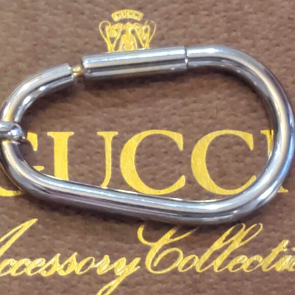 GUCCI Vintage Interlocking GG Logo Two Tone Bag Charm Key Ring Key Chain - Picture 12 of 16